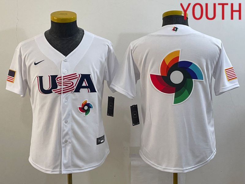 Youth 2023 World Cub USA Blank White MLB Jersey1->youth mlb jersey->Youth Jersey